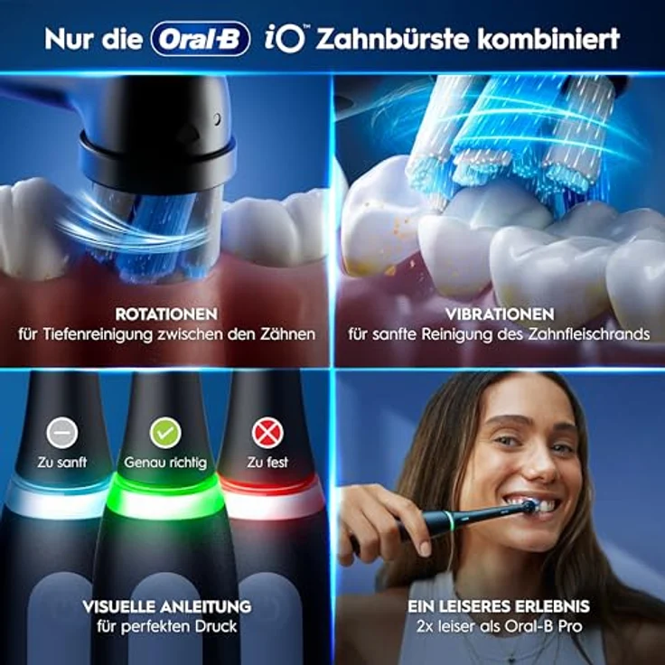 Braun Oral-B iO Series 3 Plus Edition, Elektrische Zahnbürste mit 3 Aufsteckbürsten, 3 Putzmodi, Schwarz – Bild 7