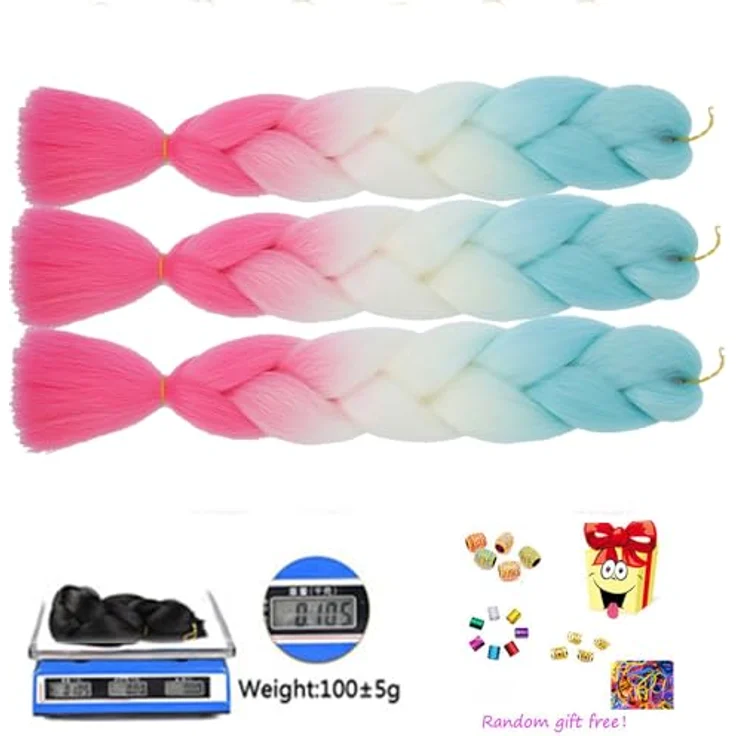 Shangxiu Ombre Braiding Hair, 24" Haarverlängerungen aus hitzebeständigem Kunsthaar, 300g, Jumbo Flechten für kreative Frisuren – Bild 5