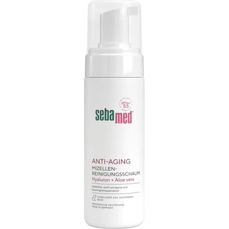 Sebamed Anti-Aging Mizellen Reinigungsschaum mit Hyaluron und Aloe Vera, 150 ml, für fettige und unreine Haut, für Männer und Frauen, zur Make-Up Entfernung geeignet – Bild 1