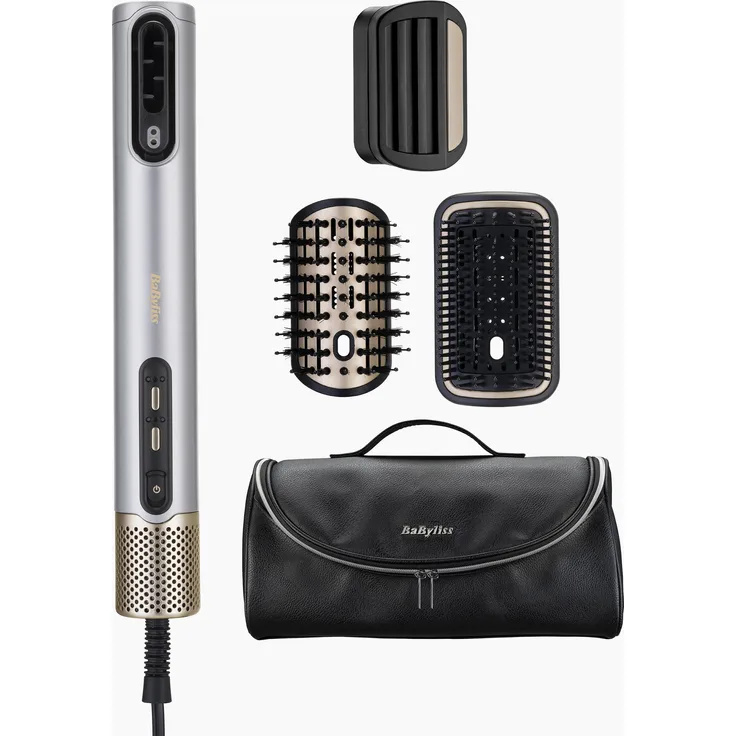 BaByliss Air Wand AS6555E, Föhn mit 1600 W, integrierten keramischen Platten, ovalem Bürstenkopf und Ionenfunktion für glattes, voluminöses Haar