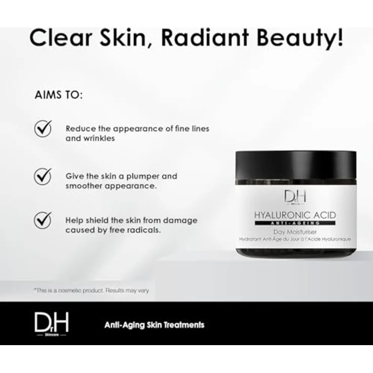 Skin Chemists Dr. H Hyaluronic Acid Anti-Ageing Day Moisturiser, feuchtigkeitsspendende Gesichtscreme mit jugendlichem Finish, 60 ml – Bild 4