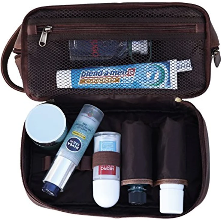 SID & VAIN Kulturtasche Herren Alex aus Premium Leder I Waschtasche groß für Herren I Kulturbeutel braun handgefertigt – Bild 4