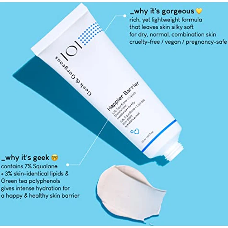 Geek & Gorgeous 101 Basics Happier Barrier Moisturizer, Feuchtigkeitsspendende Gesichtscreme mit natürlichen Inhaltsstoffen, Unisex, 50 ml – Bild 4