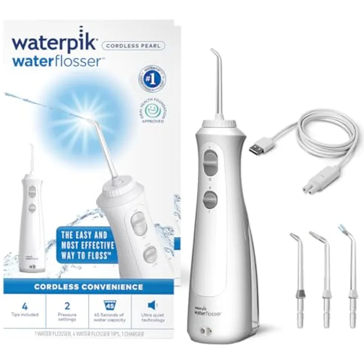 Waterpik WF-13 Pearl, Munddusche mit optimaler Zahnreinigungstechnologie, Perl-Finish