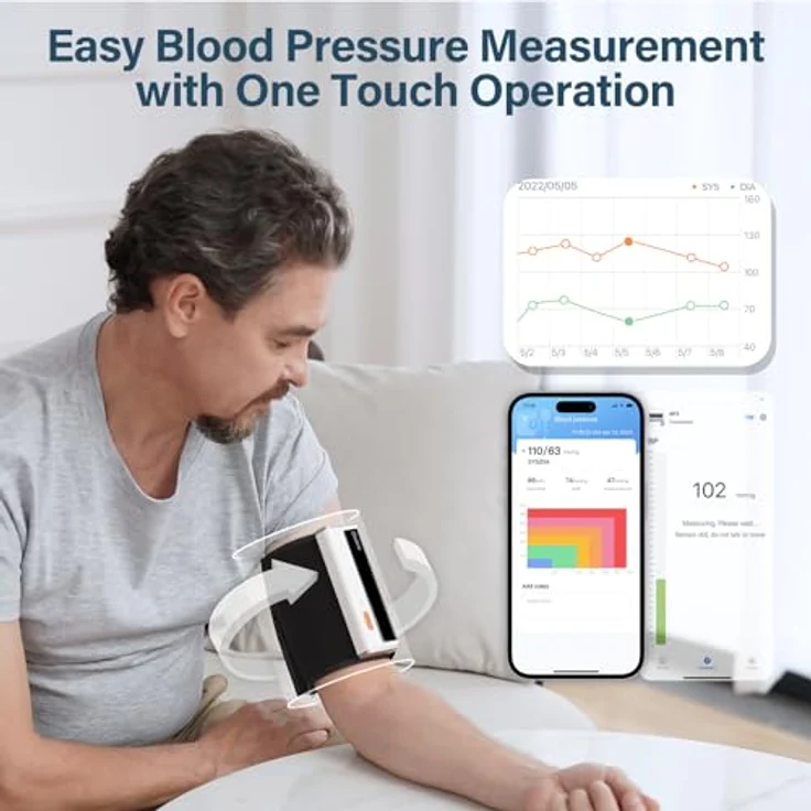 CheckMe Armfit Plus, Blutdruckmessgerät mit EKG-Analyse, automatische Messung in 30s, App für Android & iOS, Multi-User-Verwaltung, unbegrenzter Speicher – Bild 2