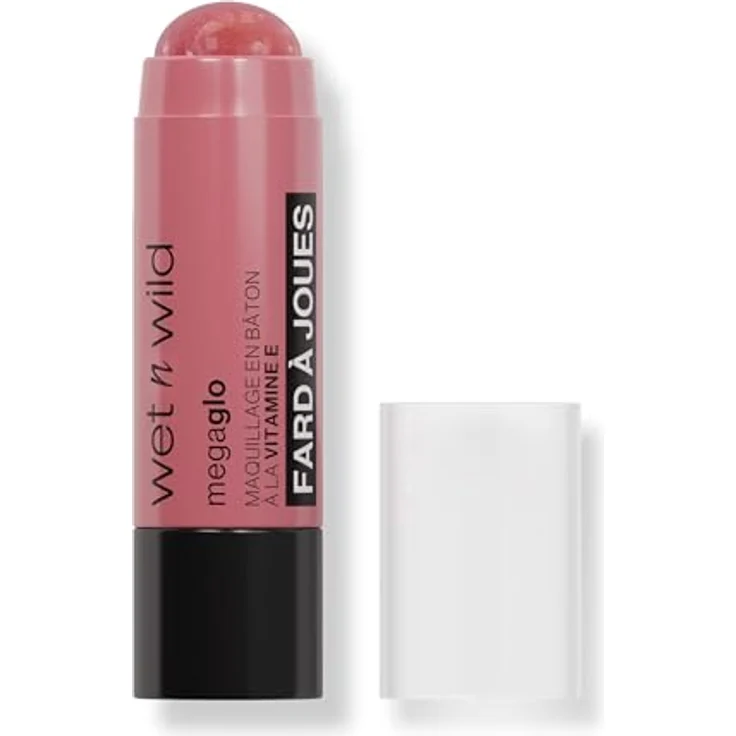 Wet n Wild MegaGlo Creme-Rouge Stick, Farbton Dusty Pink - 6 g, leichtes Rouge mit Glitzereffekt, vegan – Bild 2