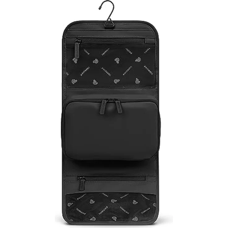 Pactastic Kosmetiktasche zum Aufhängen | 340 g Leichter ausklappbarer Kulturbeutel/Rolle mit 4 Reißverschlussfächern aus wasserabweisendem Tech-Material | 24 x 6 x 21 cm für Pflegeprodukte – Bild 2