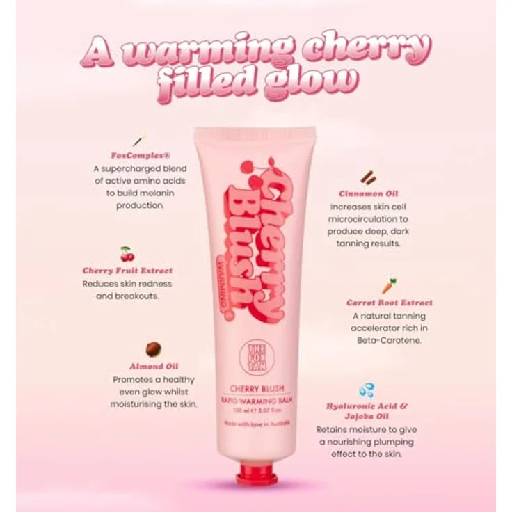 The Fox Tan Cherry Blush Rapid Warming Balm – Bräunungsbeschleuniger mit schimmerndem Finish und feuchtigkeitsspendenden Inhaltsstoffen, 150 ml – Bild 2