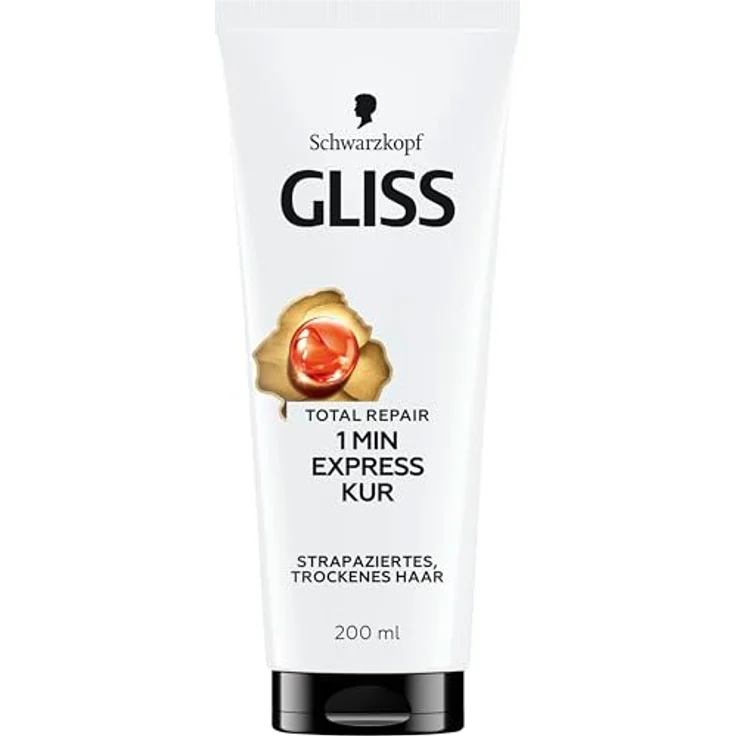 Gliss 1-Minute Intensivkur Total Repair (200 ml), Haarkur mit flüssigem Keratin für trockenes und strapaziertes Haar, repariert Schäden in nur 1 Minute – Bild 1