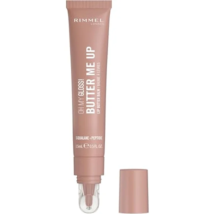 Rimmel London Oh My Gloss Butter Me Up Lippenbalsam, ultra-feuchtigkeitsspendend mit Squalan, Farbton Latte Delight 001, 15 ml – Bild 2