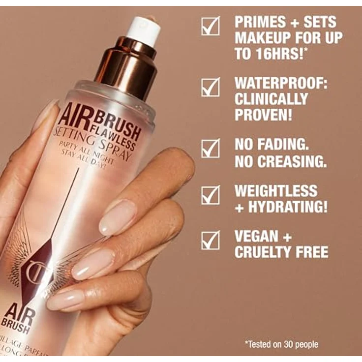 Charlotte Tilbury Airbrush Flawless Setting Spray, 100 ml - leicht, feuchtigkeitsspendend, wasserfest, schweißresistent – Bild 4