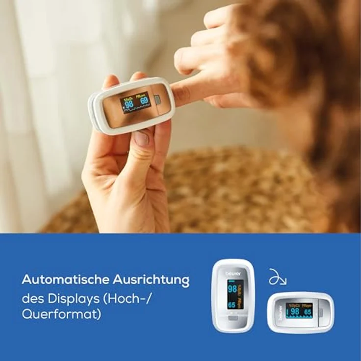 Beurer PO 30 Pulsoximeter (Grau - Weiß, Ermittlung der Herzfrequenz und arteriellen Sauerstoffsättigung) – Bild 5