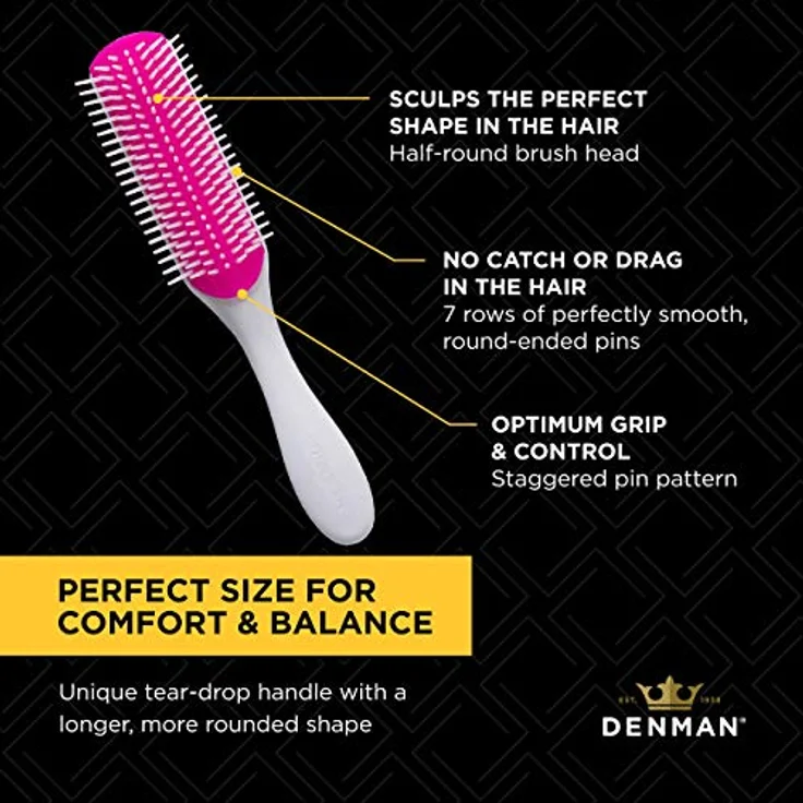 Denman Curly Hair Brush D3 (Cherry Blossom), 7-reihige Stylingbürste zum Entwirren, Trennen, Formen und Definieren von Locken – für Sie und Ihn – Bild 5