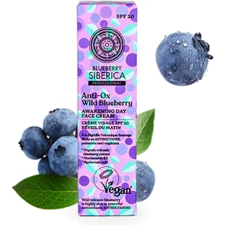 Natura Siberica Awakening Day Face Cream SPF 20, 50 ml, Anti-Ox Wild Blueberry, vegane Gesichtscreme für Damen mit intensiver Feuchtigkeit und Umweltschutz – Bild 4