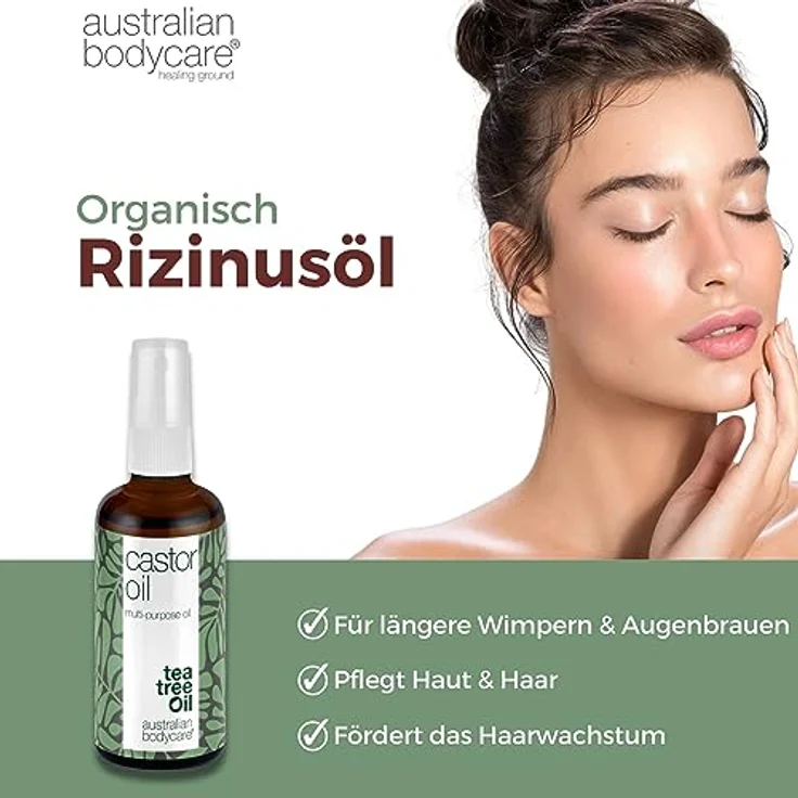 Australian Bodycare Rizinusöl (100 ml) mit Teebaumöl | Organisches Castor Oil für Wimpern, Augenbrauen & Haare, Hautfeuchtigkeitscreme gegen trockene Haut - Trockenes Haar – Bild 2