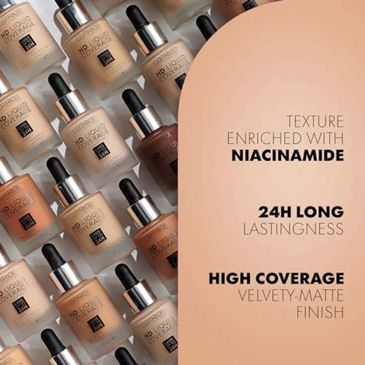 Catrice HD Liquid Coverage Foundation, Nr. 044, Nude, langanhaltend, mattierend, vegan, ölfrei, wasserfest, 30ml – Bild 5