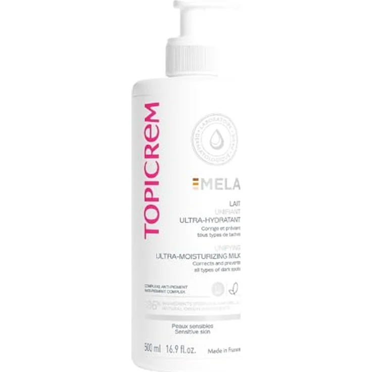 TOPICREM Mela Unifying Lightening Ultra-Moisturizing Milk 500 ml - Pflegende Körpermilch  mit langanhaltender Wirkung, dermatologisch getestet – Bild 1