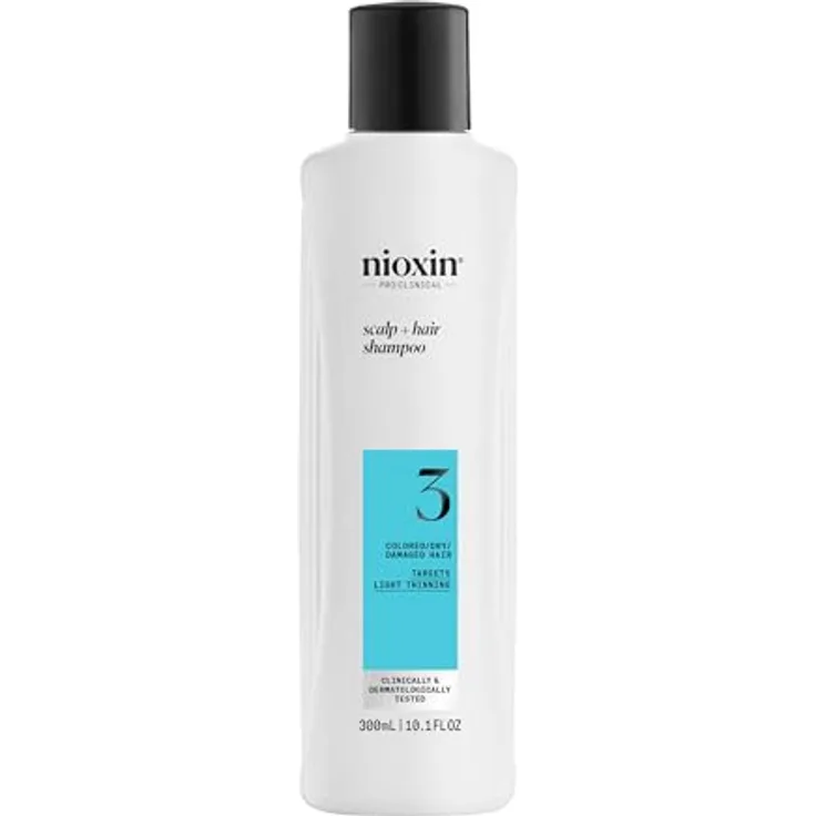 Nioxin System 3 Scalp + Hair Shampoo - stärkendes Shampoo für beschädigtes Haar mit leichter Ausdünnung - mit Biotin und Niacinamid (300 ml)