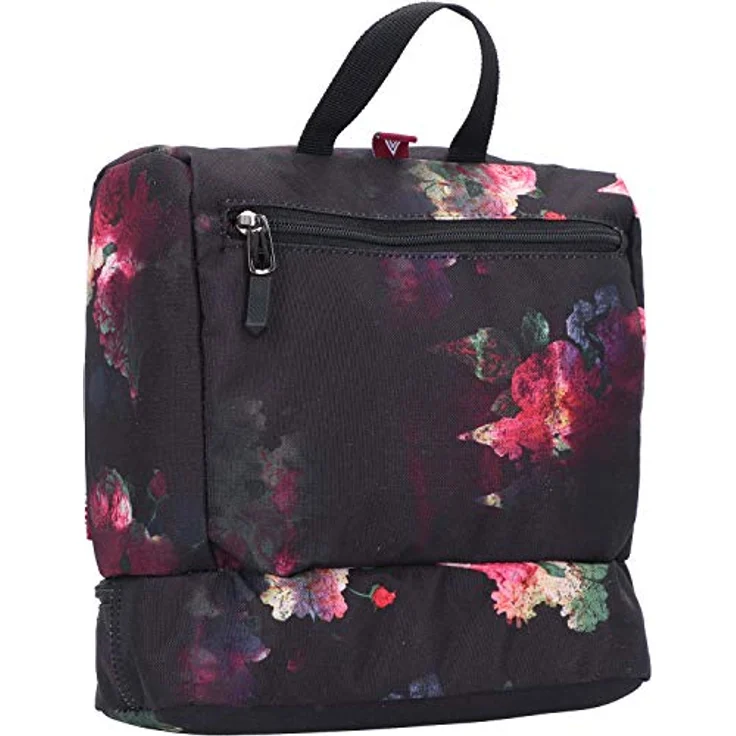 Travel Kit stylische Reisewaschtasche mit extra Bodenfach Kulturbeutel zum Aufhängen Kosmetiktasche mit vielen Staufächern für Reisen und Campen Toiletry Bag, 25x24x11 cm, Black Rose – Bild 4