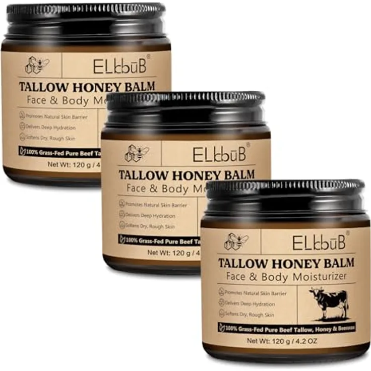 P-Beauty Cosmetic Accessories Tallow Honey Balm, 120g, Feuchtigkeitscreme für Gesicht und Körper, 100% natürliche Inhaltsstoffe, täglich einsetzbar