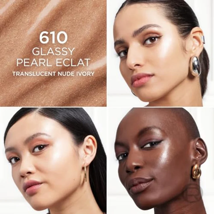 L'Oréal Paris Lumi Le Glass Highlighter Stick, 610 PEARL ECLAT, für strahlenden Teint, leicht aufbaubar, ganztägiger Halt, 7 ml – Bild 4