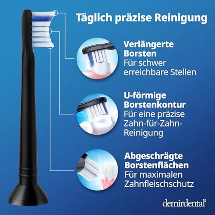 demirdental 8er Ersatzbürsten für Philips Sonicare Mini Sensitive, sanfte Reinigung mit konturierten Borsten und hygienischer Verpackung – Bild 3