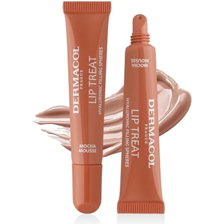 Dermacol Lip Treat Hydratisierendes Lipgloss Farbton 8 Mocha Mousse (Caramel Toffee), 10 ml, mit Feuchtigkeit spendender Hyaluronsäure und hohem Glanz – Bild 1
