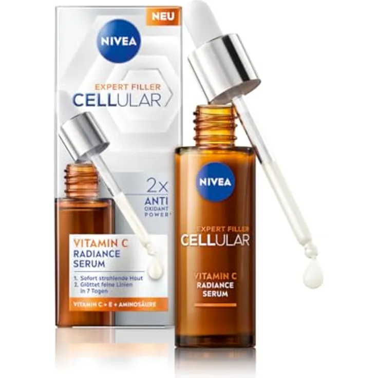 Nivea NIVEA CELLULAR Expert Filler Vitamin C Serum, Anti-Falten-Gesichtsserum, 30 ml, für alle Hauttypen geeignet