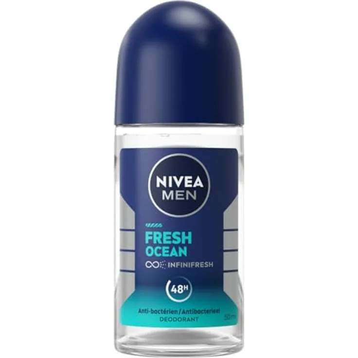 NIVEA MEN Fresh Ocean Deodorant Roller, 0% Aluminium, 48h Schutz, 1 x 50 ml