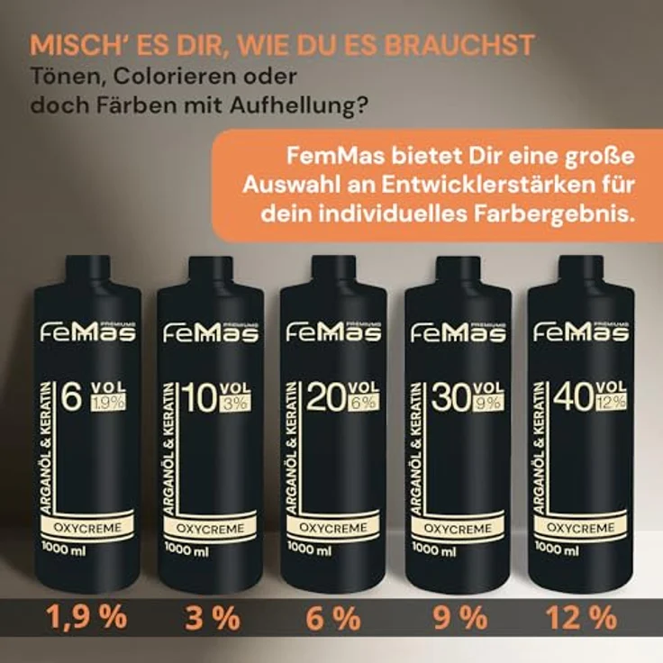 FemMas Oxycreme 6% 5000 ml, Oxidationsmittel für Haare färben & tönen, pflegendes Arganöl, gleichmäßige Salon-Qualität, Hair Color Developer – Bild 4