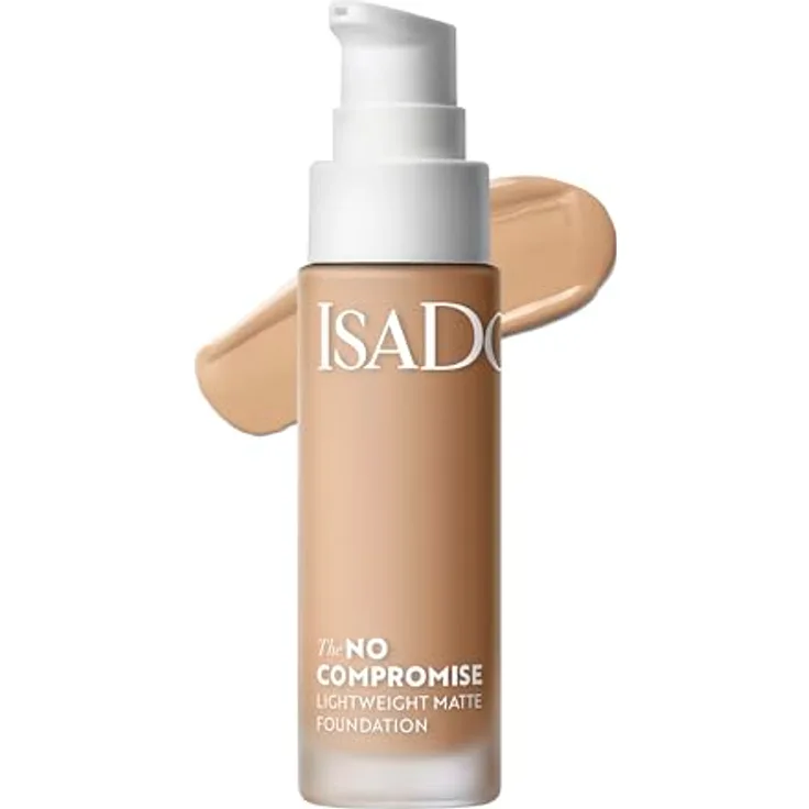 Isadora No Compromise Lightweight Matte Foundation (3N, 30 ml) - Mattes Finish, 24 Stunden Halt, mittlere bis vollständige Abdeckung