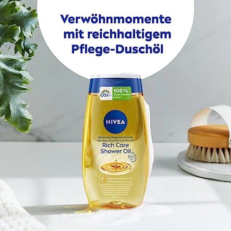 NIVEA Reichhaltig Pflegendes Duschöl (200 ml), sanftes Duschgel mit natürlichen Ölen und Vitaminen, reichhaltige Pflegedusche für ein geschmeidiges Hautgefühl – Bild 2