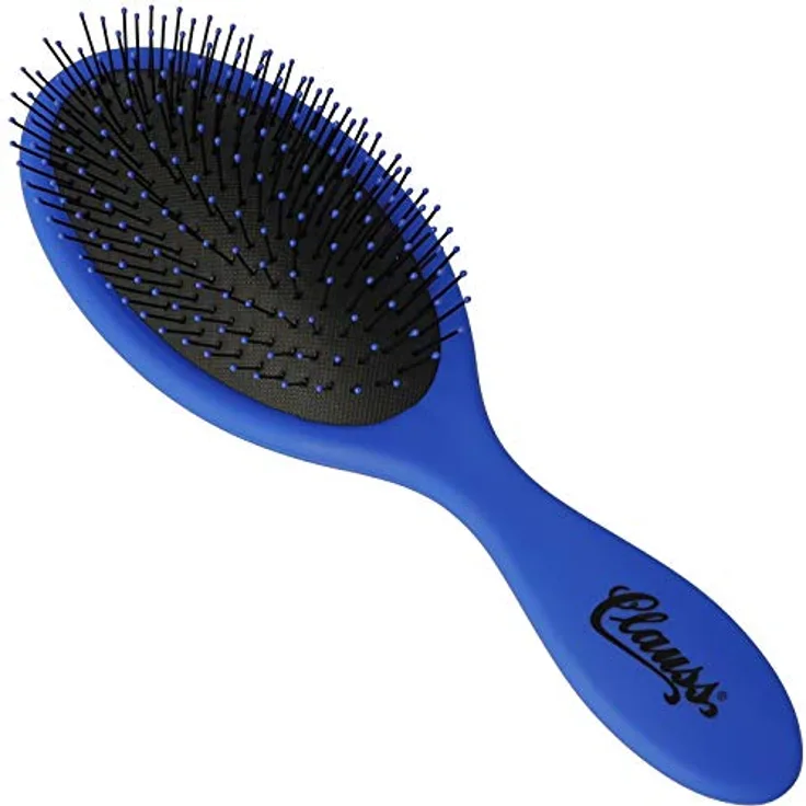 Clauss Wash & Brush Haarbürste für lange Haare, Paddle Brush mit Luftkissen und flexiblen Nylon-Borsten, matt, blau/schwarz, 70 g