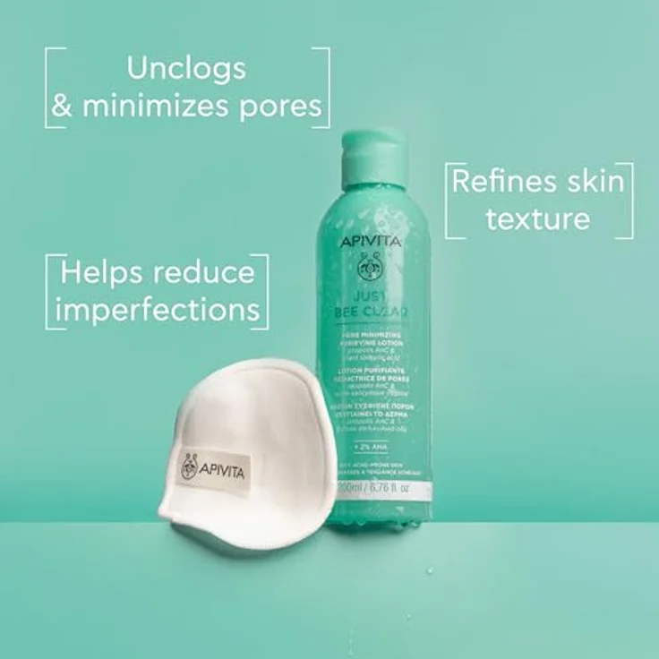 Apivita Just Bee Clear, porenverfeinernde Reinigungslotion für fettige und akneanfällige Haut, mit patentiertem Propolis AmC und pflanzlicher Salicylsäure, 200 ml – Bild 2