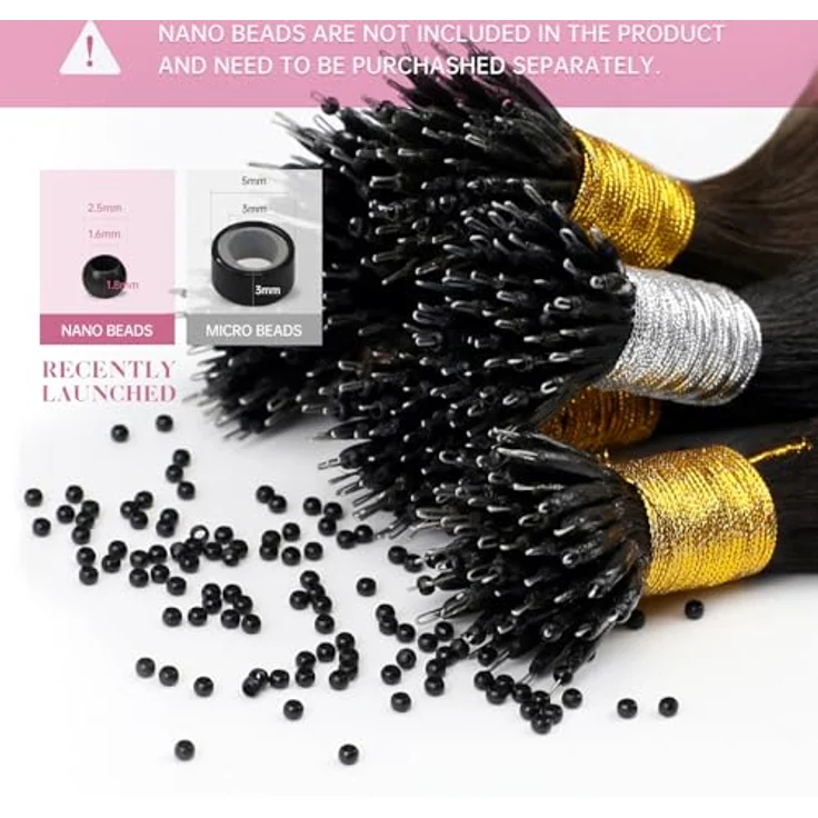 YoungSee Nanoring Extensions Echthaar Braun, 55cm, wiederverwendbar, 1g Nano Beads, für feines Haar, schonende Anwendung – Bild 5