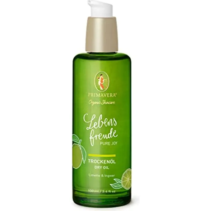 PRIMAVERA Lebensfreude Trockenöl 100 ml – Naturkosmetik – Limette, Ingwer Duft – schnell einziehend, intensive Pflege – vegan