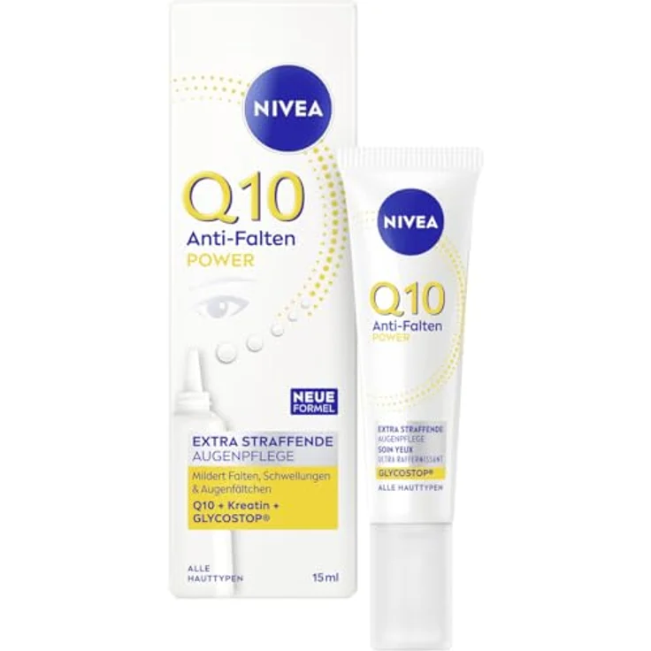 NIVEA Q10 Anti-Falten Augenpflege, POWER Extra Straffende Augencreme mit Q10, Kreatin und Glycostop, Feuchtigkeitscreme für alle Hauttypen, 15 ml – Bild 1