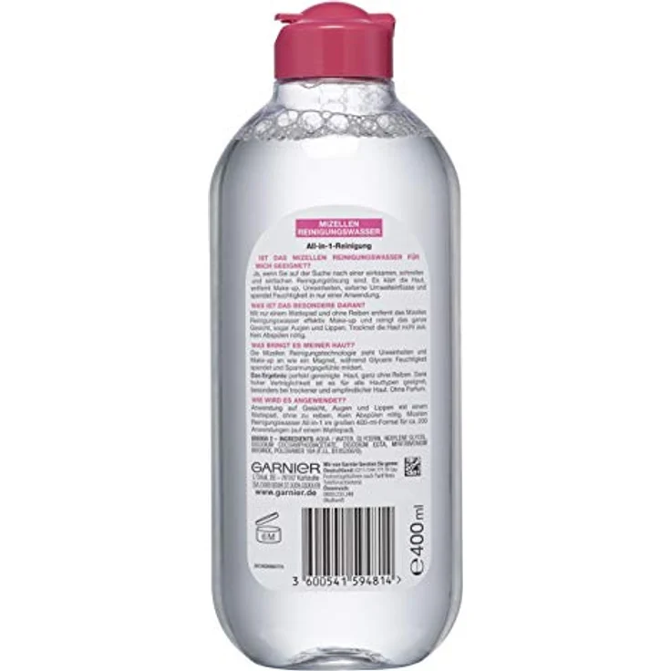 Garnier Mizellen Reinigungswasser / Gesichtsreinigung für trockene und empfindliche Haut (Optimale Verträglichkeit - ohne Parfüm) 6 x 400 ml – Bild 2