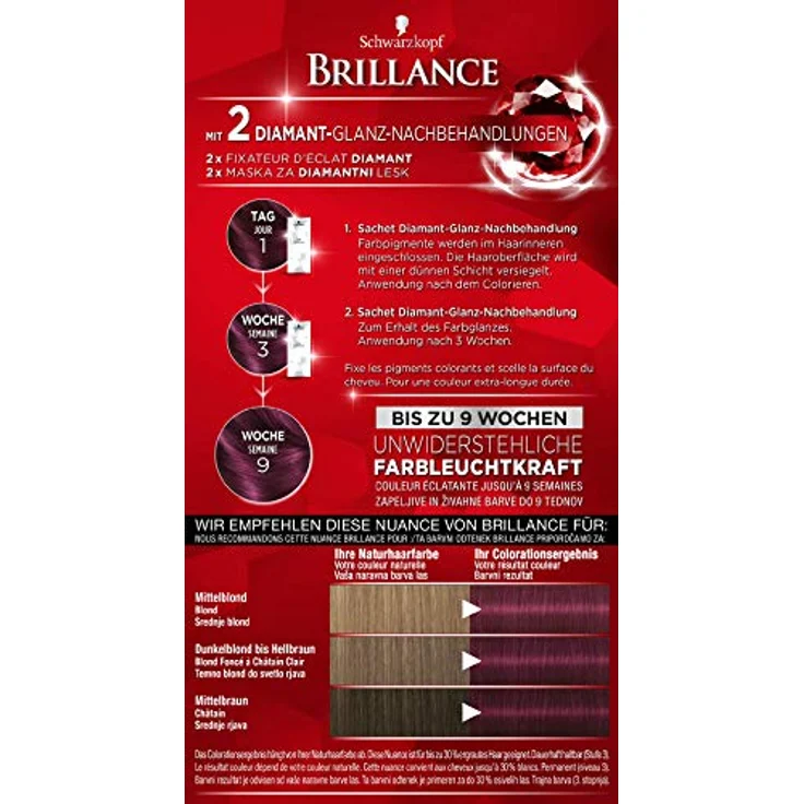 Schwarzkopf Brillance Intensiv Color Creme 859 Violette Wildseide Dauerhafte Haarfarbe 165 ml – Bild 3