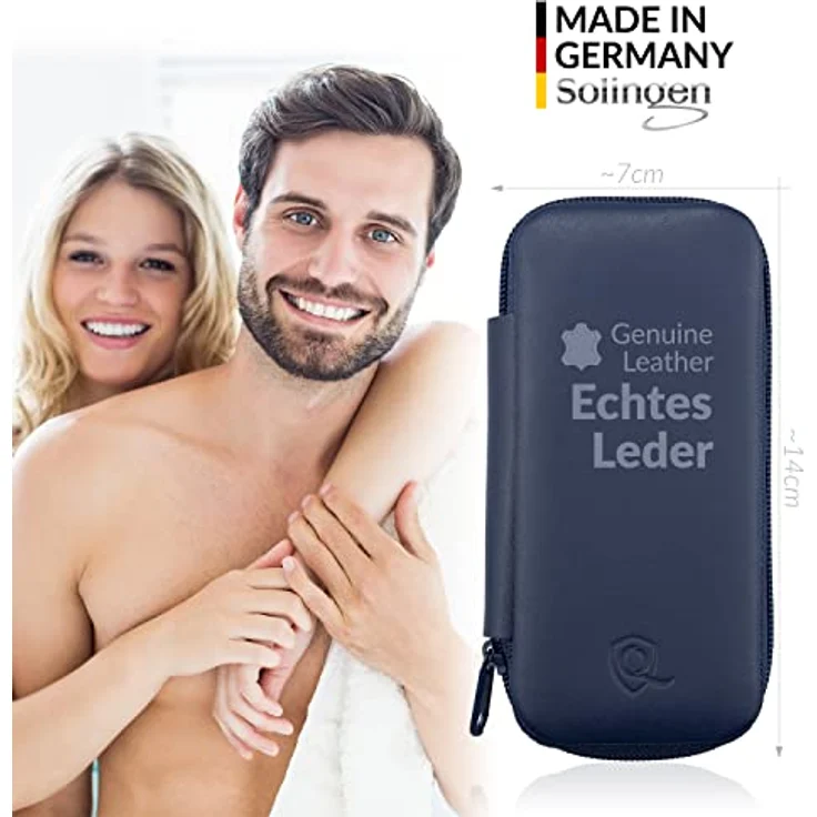 marQus Maniküre Set Solingen, 7-teiliges Nagelset im handlichen Echt Leder Etui, glanzvernickelter Stahl, für Damen und Herren – Bild 3