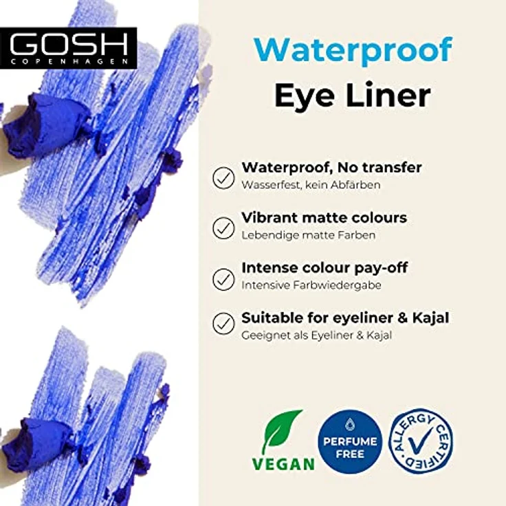 Gosh Copenhagen Matte Eyeliner 1 g Nr. 008 Crazy Blue, farbintensiv mit cremiger Textur und mattem Finish – Bild 2