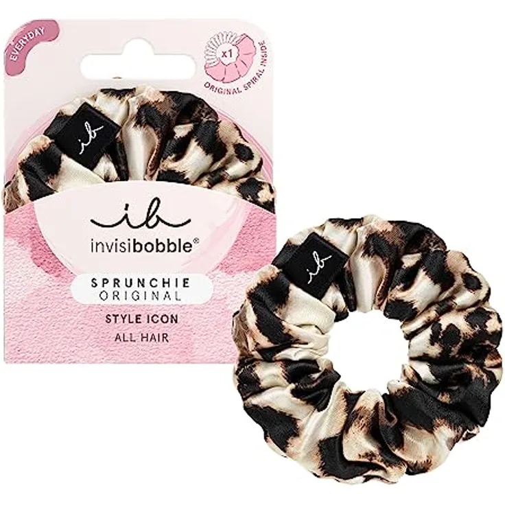 invisibobble Haargummi Leo Scrunchie Purrfection, Haargummis starker Halt für Mädchen & Damen, Scrunchies Samt Leo, designed im Herzen Münchens