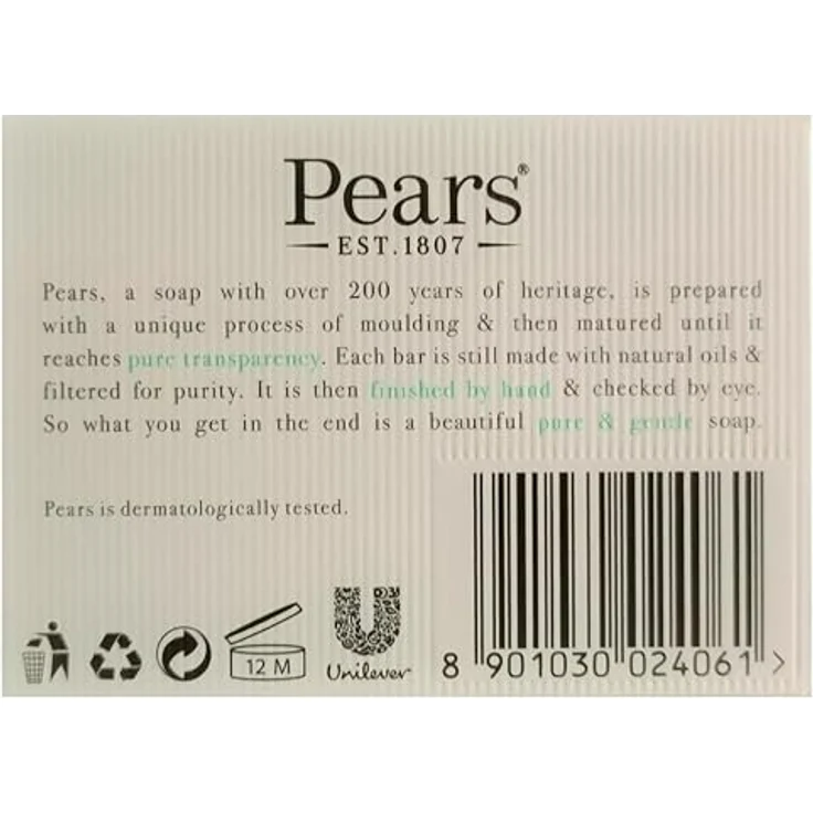 PEARS Seife, Lemon Flower, transparent, Pure & Gentle, 125g – Bild 3