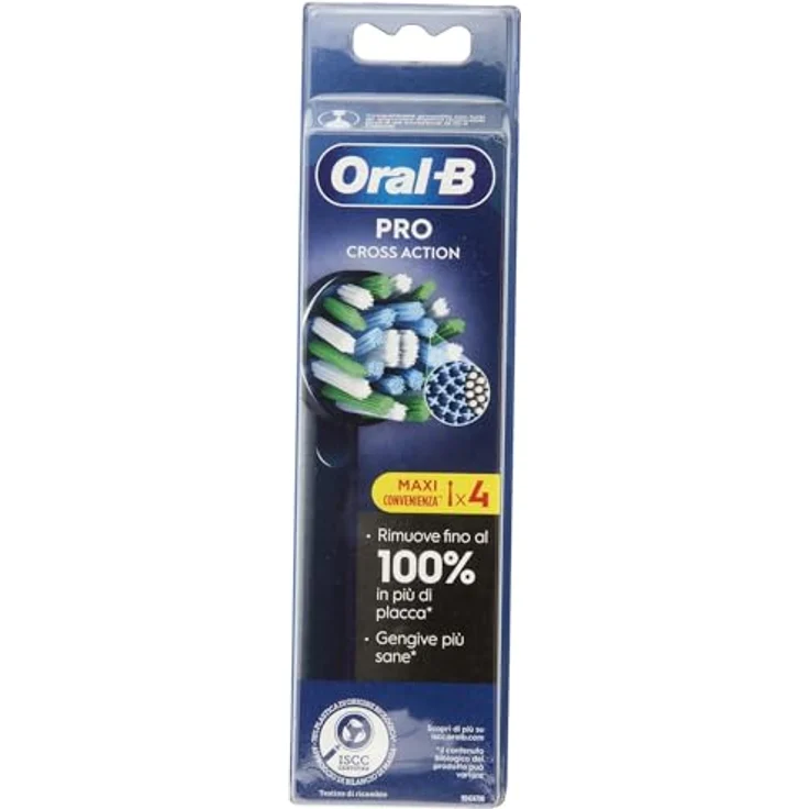 Oral-B Cross Action elektrische Zahnbürstenköpfe, 4 schwarze Ersatzbürsten mit abgewinkelten Borsten für gründliche Reinigung – Bild 1