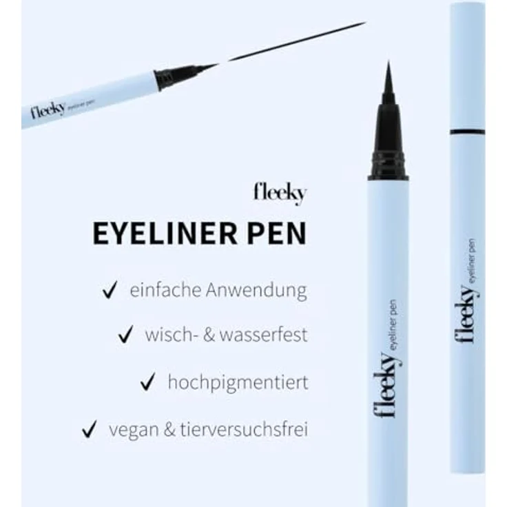 Fleeky Eyeliner Pen, Tiefschwarz, hochpigmentierter Lidstrich, wasserfest, 0,7 g – Bild 3