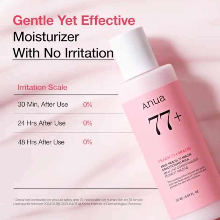 ANUA Peach Niacin Conditioning Lotion, Gesichtsfeuchtigkeitscreme mit Vitamin B12, leichte koreanische Hautpflege für Glashaut, 150 ml/5,07 fl.oz. – Bild 5