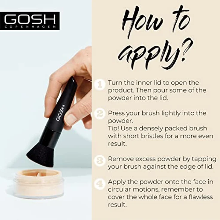 GOSH Mineral Powder, vegan I loses Fixierpuder mit Mineralien für alle Hauttypen I mattierend & langanhaltend für einen makellosen Teint I kein Maskeneffekt I mittel- bis hochdeckend I 004 Natural – Bild 4