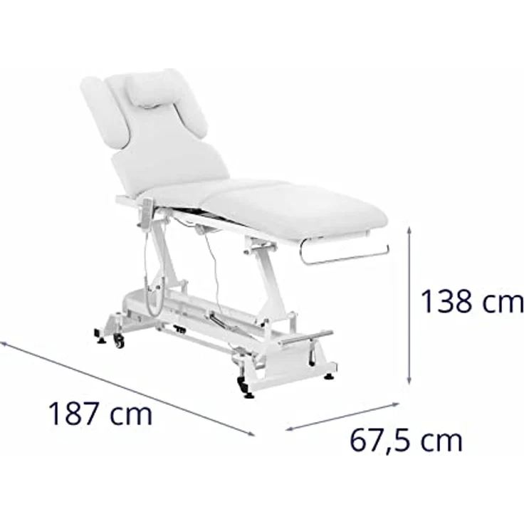 Physa Massageliege elektrisch Massagebank Therapieliege Massagetisch 250 kg Weiß, höhenverstellbar, Neigungswinkel verstellbar, Fernbedienung enthalten – Bild 9