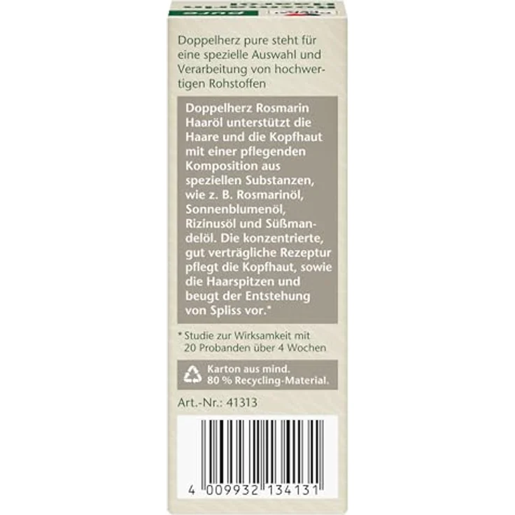 Doppelherz pure Rosmarin Haaröl, 50 ml - Pflege mit Rosmarin-, Rizinus- und Süßmandelöl für Kopfhaut und Spliss-Vorbeugung, dermatologisch getestet, vegan – Bild 2