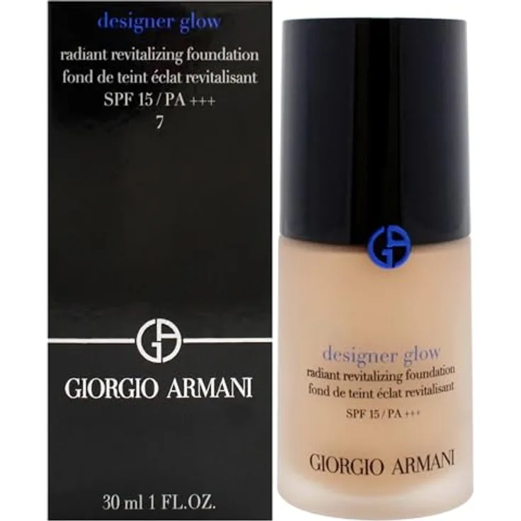 Armani Designer Glow Foundation, verjüngendes und aufhellendes Make-up mit SPF 15, Farbton 7, 30 ml